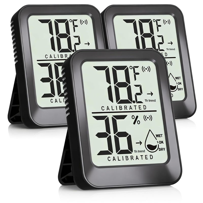 AyayaBoss 3 Pack Room Thermometer Indoor Hygrometer for Home, Digital Sensor Mini Humidity Gauge Meter, Temperature Humidity Monitor for Bedroom, Pet, Plant - Battery Included - Image 1